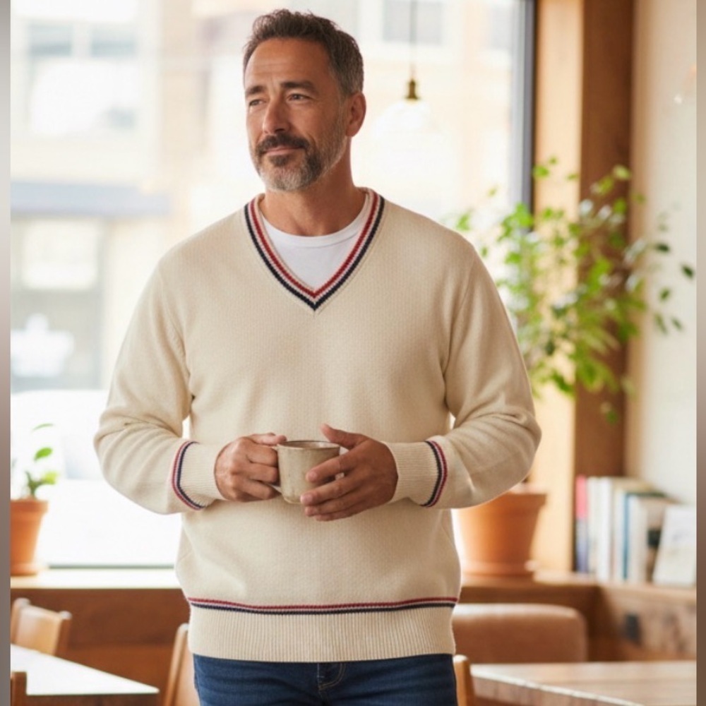 Vintage Janzen Brand V-neck Tennis Prep Sweater